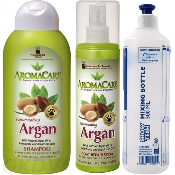 PPP Aanbieding voordeelpakket Aromacare Argan Shampoo en spray + doseerfles 500ml