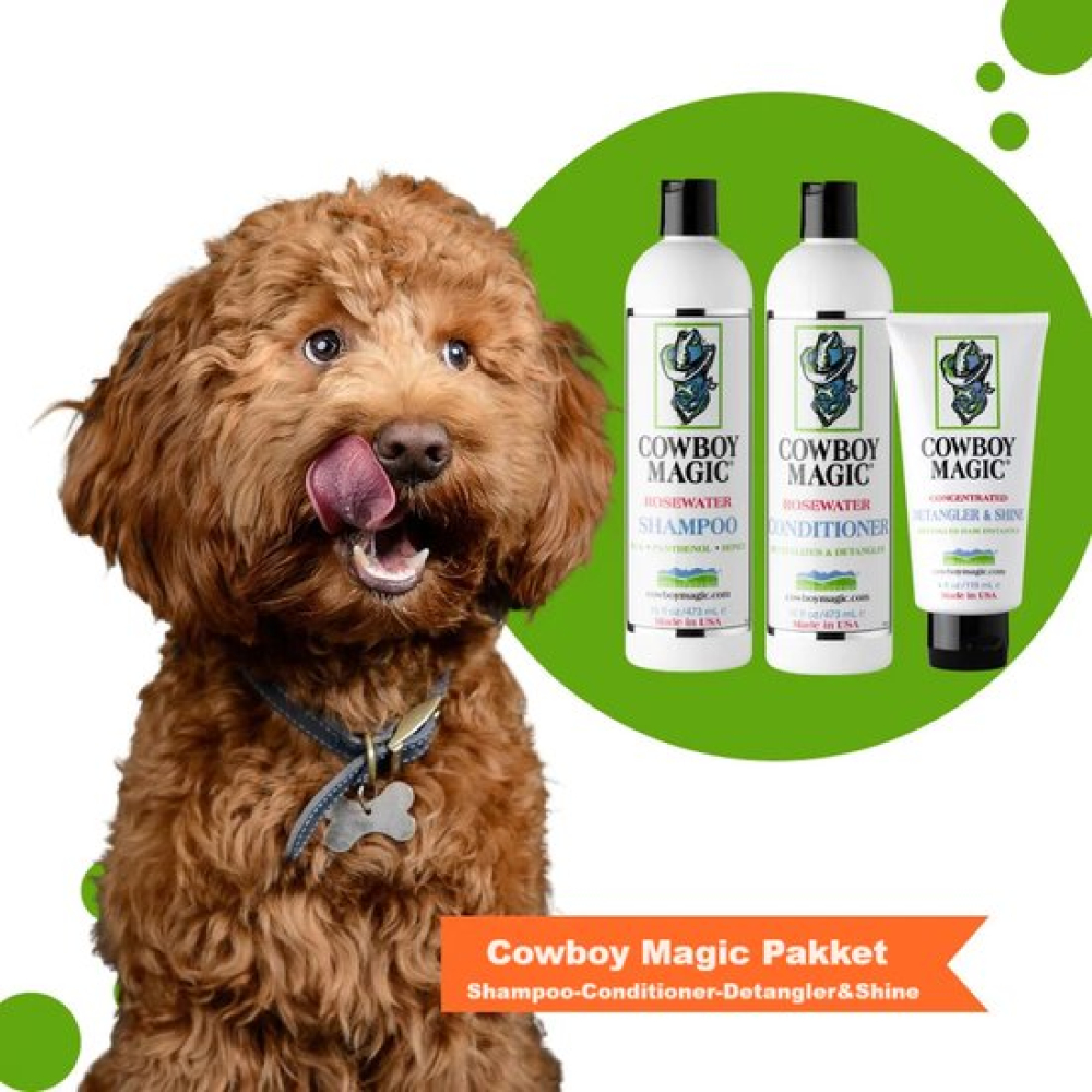 Cowboy Magic pakket met Hondenshampoo 473 ml ,Conditioner 473 ml en Detangler&Shine 118 ml