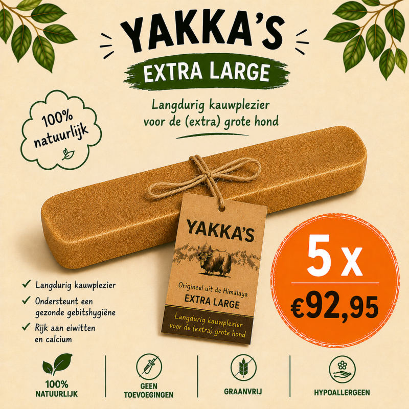 Aanbieding 5 Stuks Yakka's Yakmelk kauwbot Extra Large voor hond 