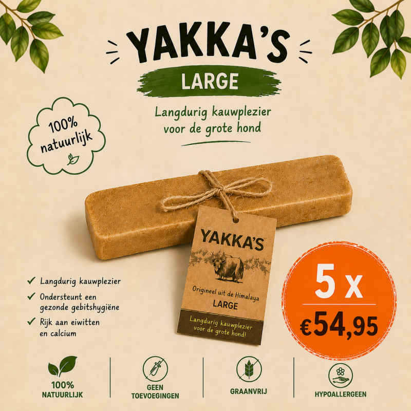 Aanbieding 5 Stuks Yakka's Yakmelk kauwbot Large voor hond