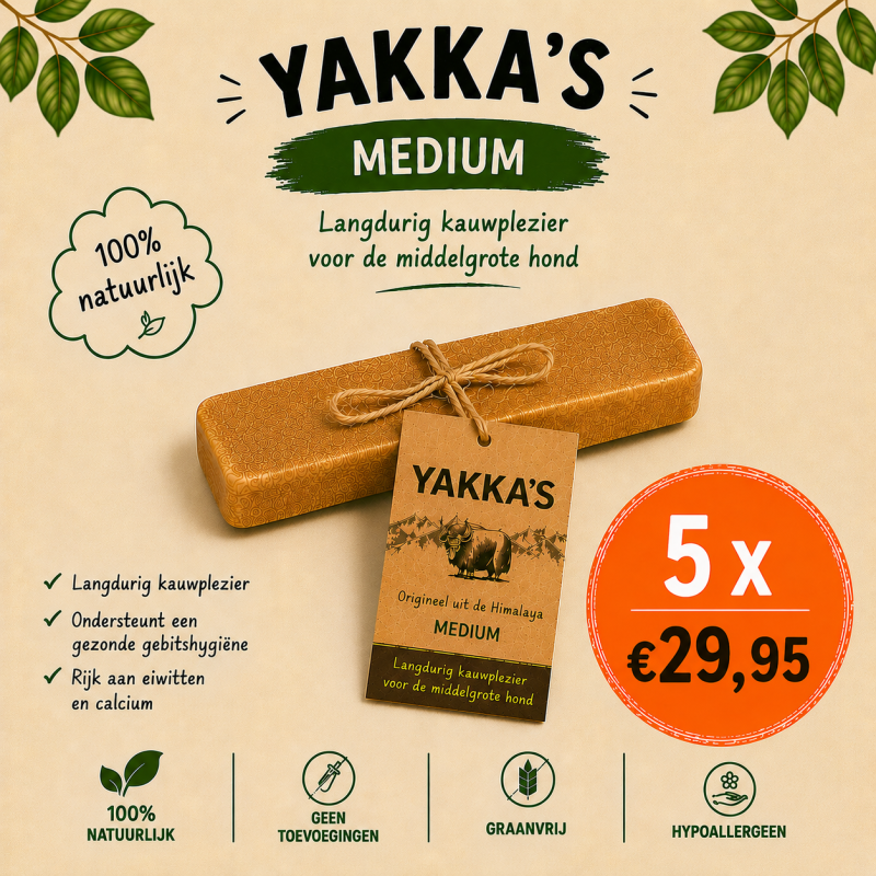 Aanbieding 5 Stuks Yakka's Yakmelk kauwbot Medium voor hond 