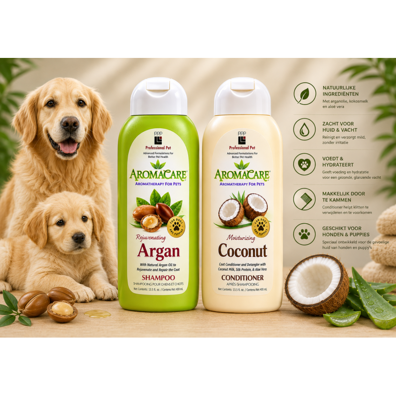 PPP AromaCare Argan Hondenshampoo & AromaCare Coconut Milk Conditioner Voordeelbundel