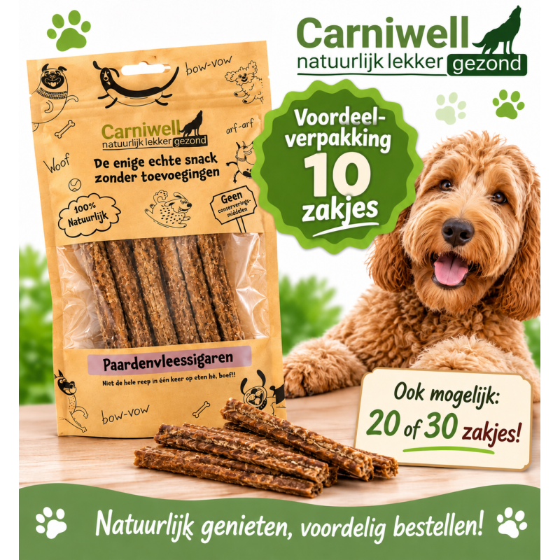 Carniwell Paardenvleessigaren – Voordeelverpakking 10 zakjes
