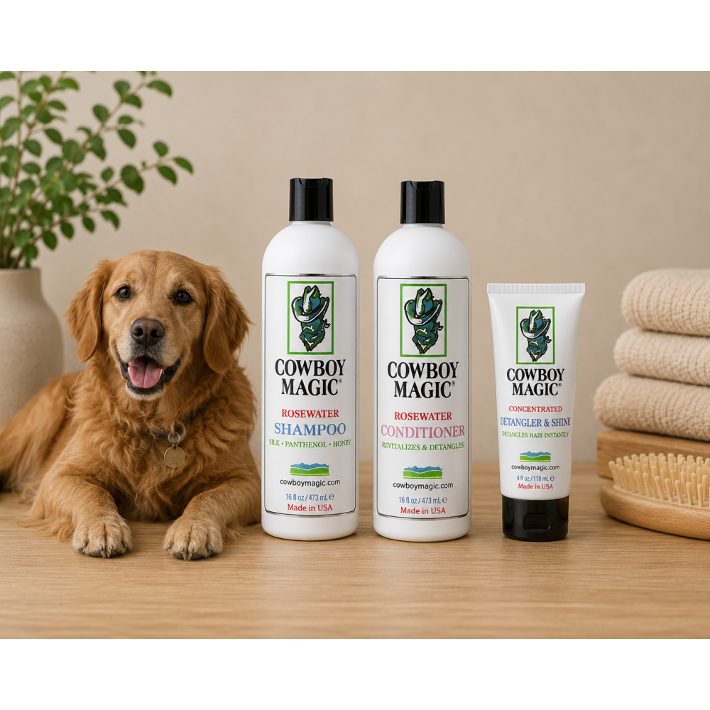 Cowboy Magic pakket met Hondenshampoo 473 ml ,Conditioner 473 ml en Detangler&Shine 118 ml