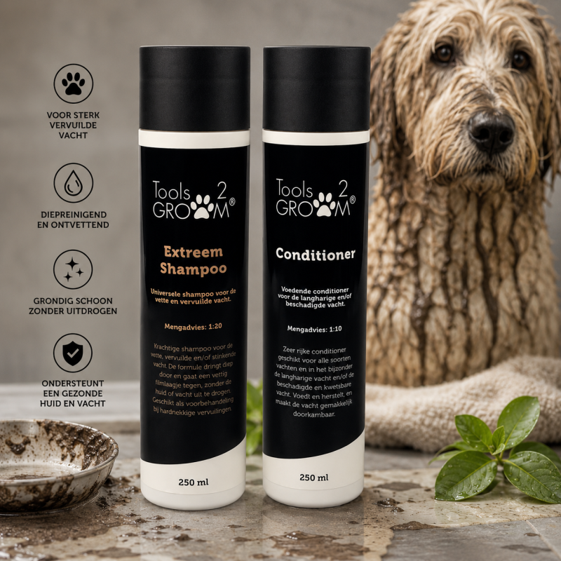 Extreem Shampoo en Conditioner Honden Voordeelpakket 250 ml Tools 2 Groom