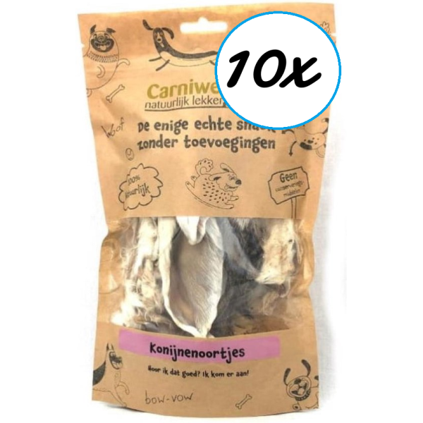  Carniwell Konijnenoortjes voordeel/aanbieding pakket 10 zakjes