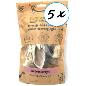Carniwell Konijnenoortjes voordeel/aanbieding pakket 5 zakjes