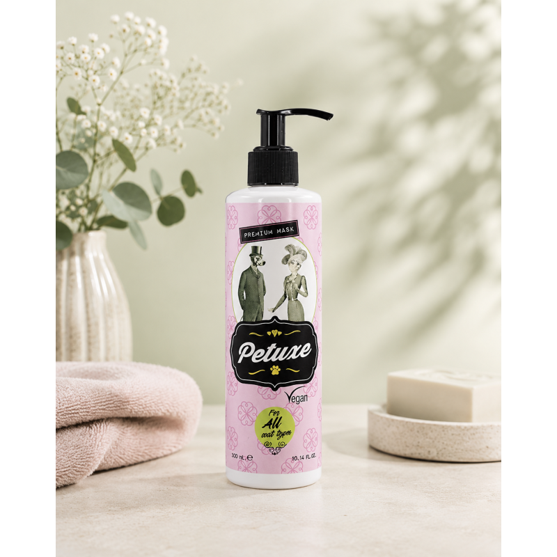 petuxe premium mask vegan voor honden alle haar types 300ml for all types