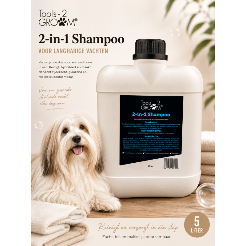 Tools-2-Groom 2-in-1 Shampoo & Conditioner voor Langharige Vachten – 5L