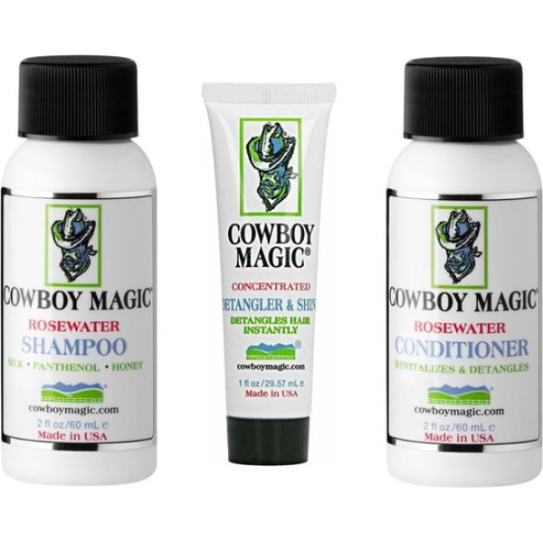 Cowboy Magic Hondenshampoo & Conditioner uitprobeerset 2 x 60 ml voor honden + Detangler & shine 30 ml