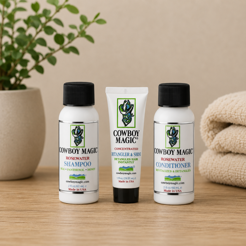 Cowboy Magic Hondenshampoo & Conditioner uitprobeerset 2 x 60 ml voor honden + Detangler & shine 30 ml