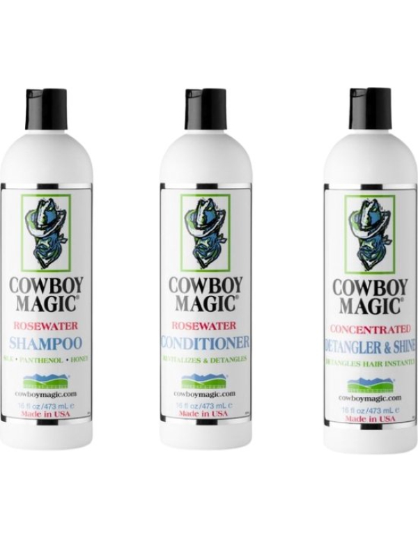 Cowboy Magic Bundel - Rosewater Shampoo + Conitioner + Detangler & Shine - 473ml Cowboy Magic Bundel - Rosewater Shampoo + Conitioner + Detangler & Shine - 473ml