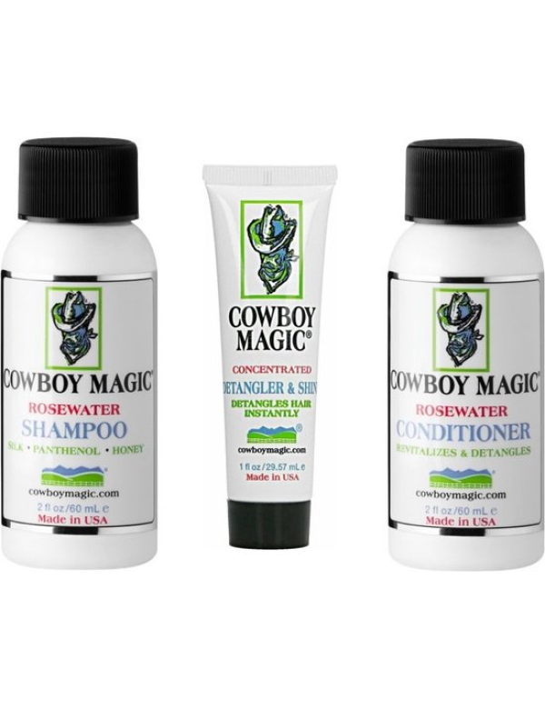 Cowboy Magic Hondenshampoo & Conditioner uitprobeerset 2 x 60 ml voor honden + Detangler & shine 30 ml